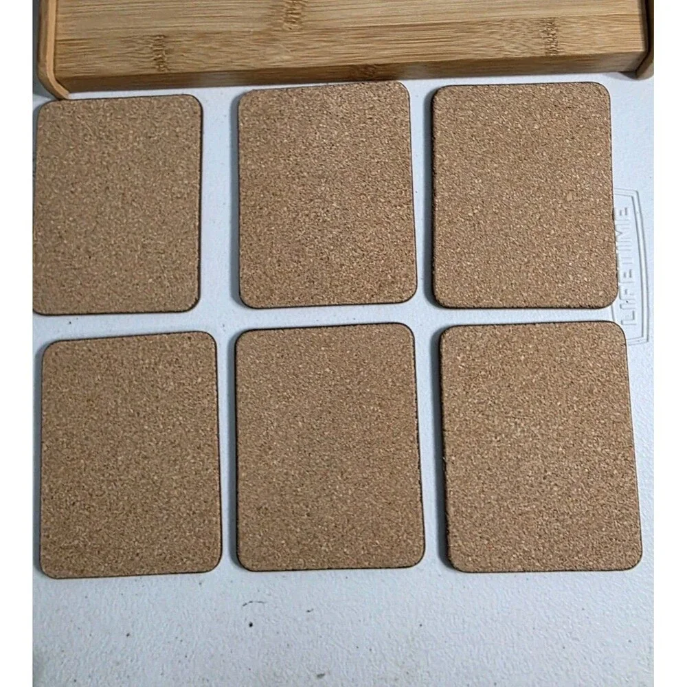 Acorn Christmas Coasters Boxed Set 6 Old World Santas Cork Backed Cate Mandigo